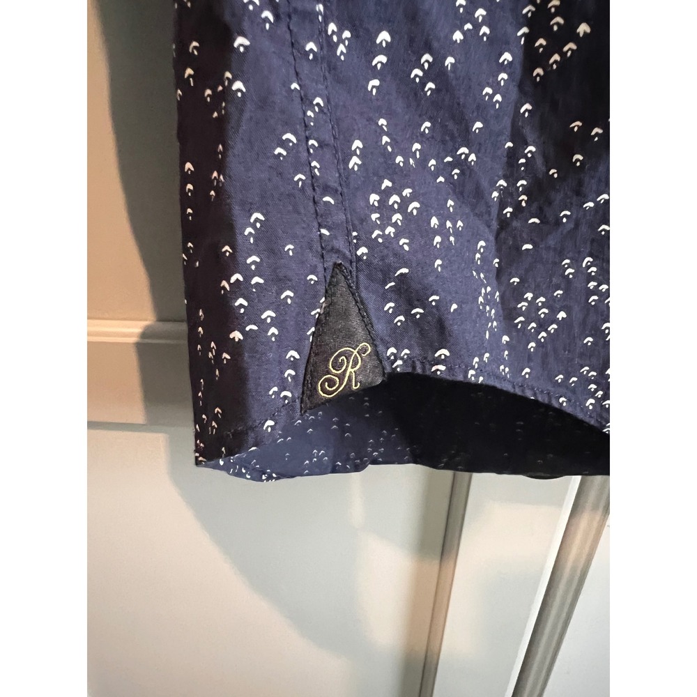 Rare Rabbit Mens Navy Blue White Geometric Print Long Sleeve Button Down Shirt S - Picture 3 of 6